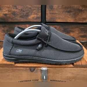 Hey Dude  Size 12 Wally L Sox Men's Black/Gray Loafers Comfort Casual Shoes